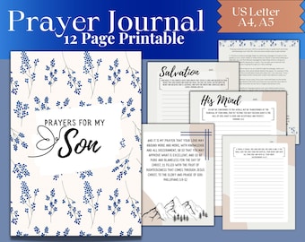 Prayer Journal | Printable journal | Digital Journal | Faith Journal | Prayers for Kids | Christian Journal | Floral Print | Mom Gifts