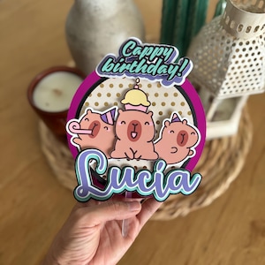 Capybara s party Cake Topper SVG – Layered Cut Datei für Silhouette Studio V3 – Digital Download – Niedliche Tier Geburtstagsdekoration