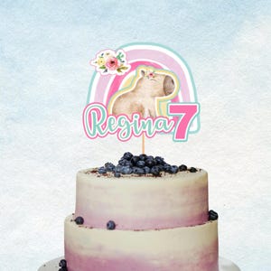 Capybara Cake Topper SVG – Layered Cut Datei für Silhouette Studio V3 – Digital Download – Niedliche Tier Geburtstagsdekoration