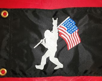 10&quot;x15&quot; Patriotic Bigfoot Safety Flag for UTV ATV JEEP Recumbent Trike Golf Cart Scooter Bicycle made to fit all whips and poles