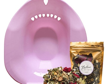 2-in-1 Yoni Steam Kit | Pink Yoni V-Steaming Seat + Pack of Steaming Herbs (1 oz) Combo |  V-Steam Bundle