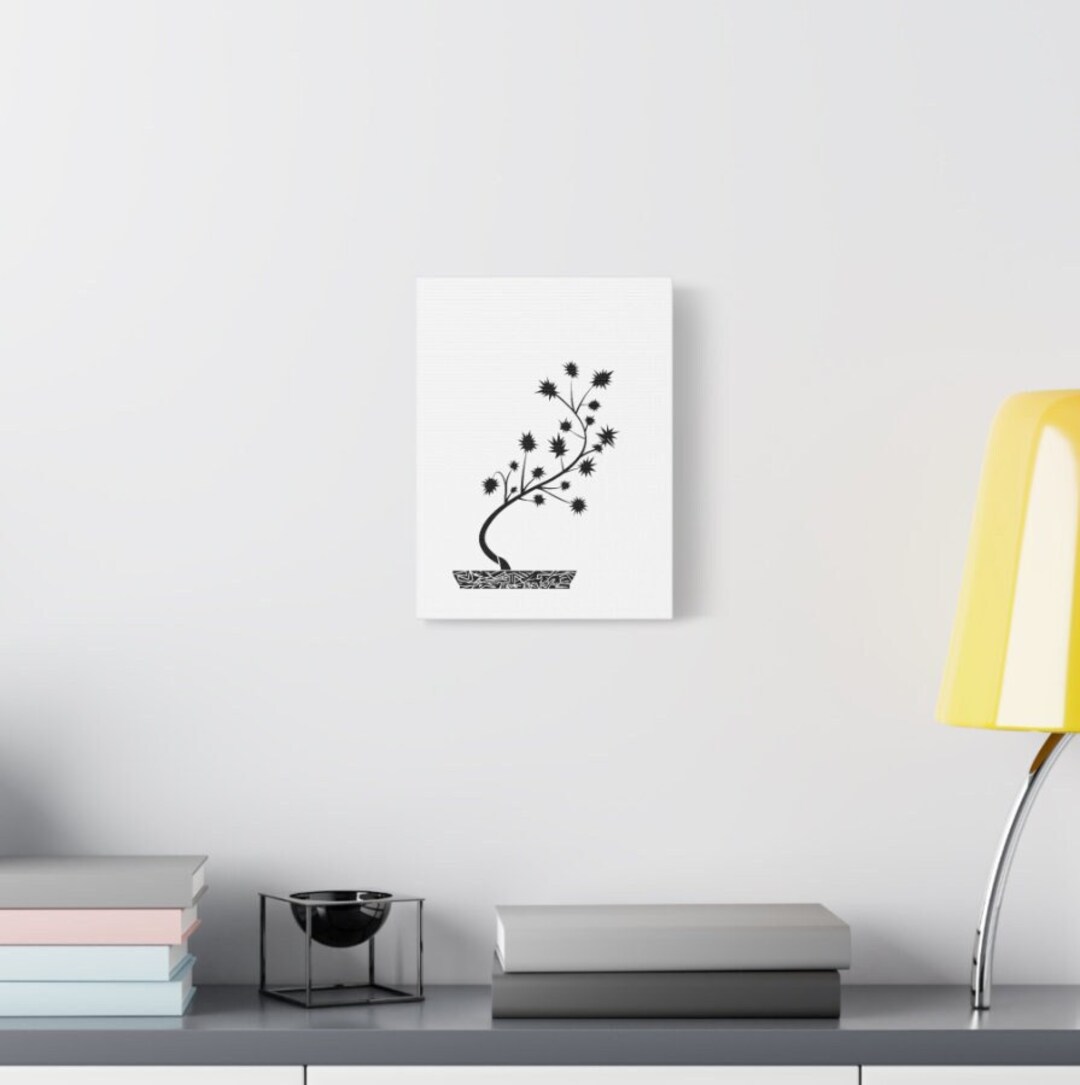 Stylized Bonsai Tree Wall Art Black & White Bonsai Canvas Etsy