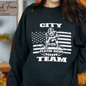 Custom Team Name Jersey Sweatshirt, Customized Football Sweater, Your Name Football, Football Season, School Varsity Team, Family Sports Tee