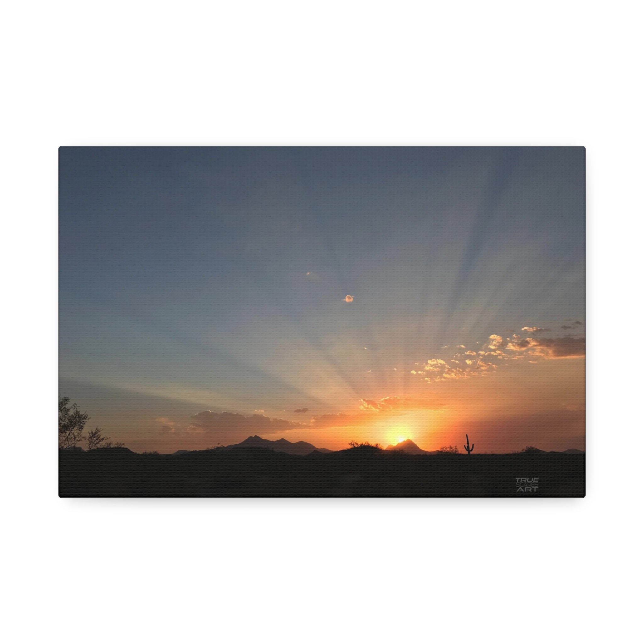 Classic Arizona Sunset, Sun Rays at Sunset, Saguaro Silhouette, Canvas ...