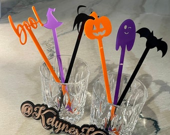 Halloween Swizzle Sticks, Reusable Drink Stirrer, Swizzle Sticks, Spooky Drink Stirrer