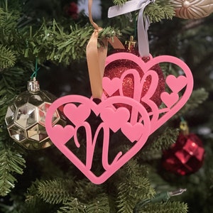 Valentine Heart Ornaments, Heart Bag Tag, Initial Gift Tag image 3