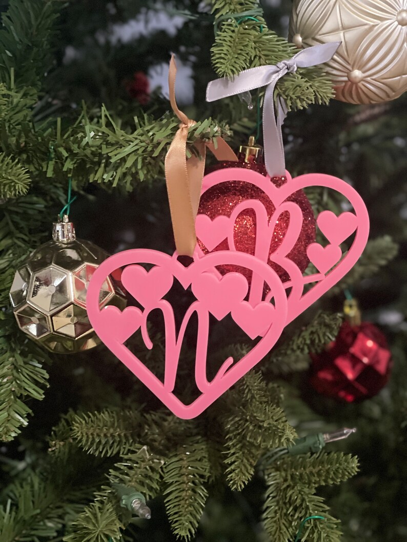 Valentine Heart Ornaments, Heart Bag Tag, Initial Gift Tag image 3