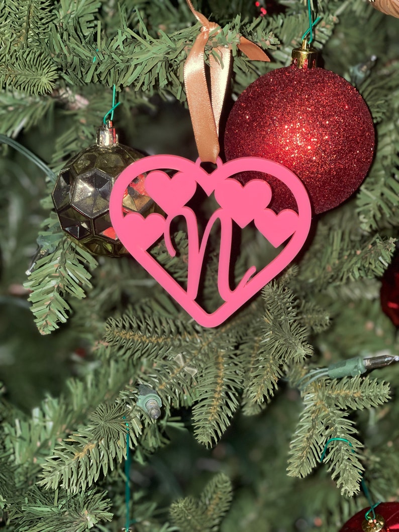 Valentine Heart Ornaments, Heart Bag Tag, Initial Gift Tag image 2