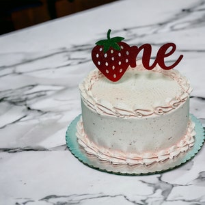 Strawberry One Birthday Cake Topper, Strawberry Topper, Fruit Topper
