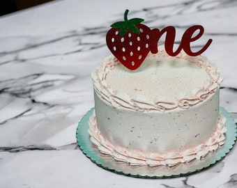 Strawberry One Birthday Cake Topper