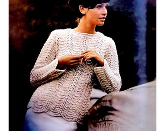 PDF Vintage Feather & Fan Pullover Knitting Pattern