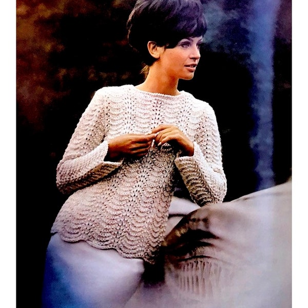 PDF Vintage Feather & Fan Pullover Knitting Pattern