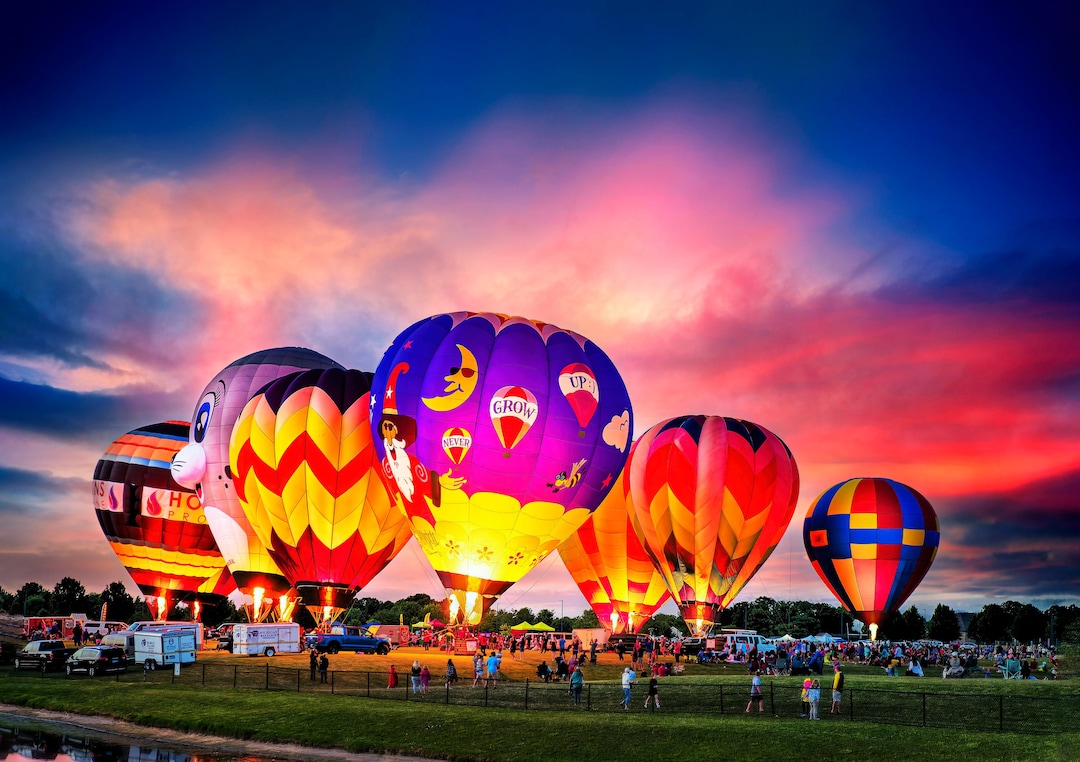 Hot Air Balloons Show Sunset Hudsonville Michigan Never Grow up Clouds