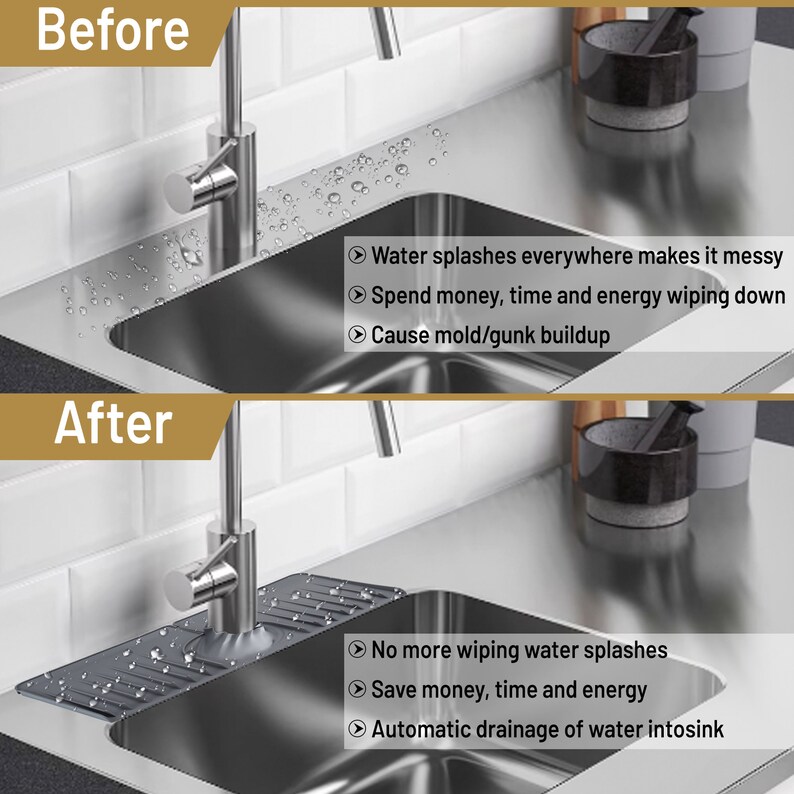 Kitchen & Bathroom Sink Splash Guard. Hightension Silicone. Protect