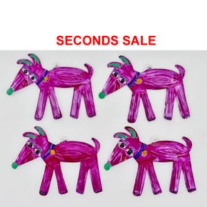 Set of 4 Punched Tin DOGS Christmas Ornament Seconds