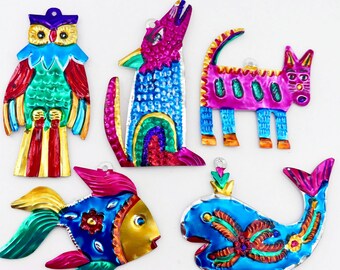 Hand-punched Tin Ornament | Snake | Colorful Mexican Folk Art