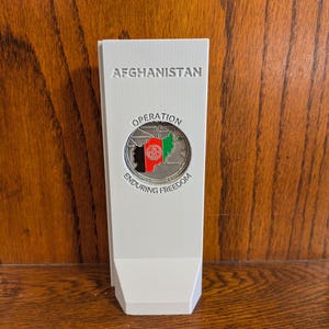 Operation Enduring Freedom Mini T-Wall Display with Afghanistan Challenge Coin