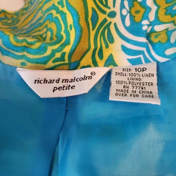 Richard Malcolm Vintage Blue Gold Floral Print Su… - image 3