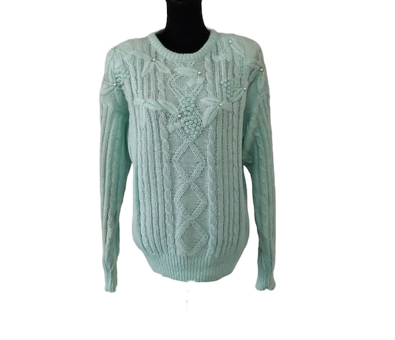 Jason Maxwell Maglione da donna con perle in misto mohair verde