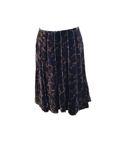 Anne Klein Blue Velvet Pleated Skirt