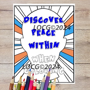 Discover Peace Within When Coloring, Homeschool Printable Coloring Page, Digital Coloring Page, Kids Coloring Page, Preschool Coloring Page
