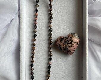 Rhodonite Bundle Heart and Necklace