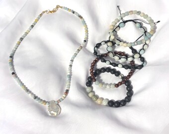 Amazonite | Pearl | Gemstone necklace and set