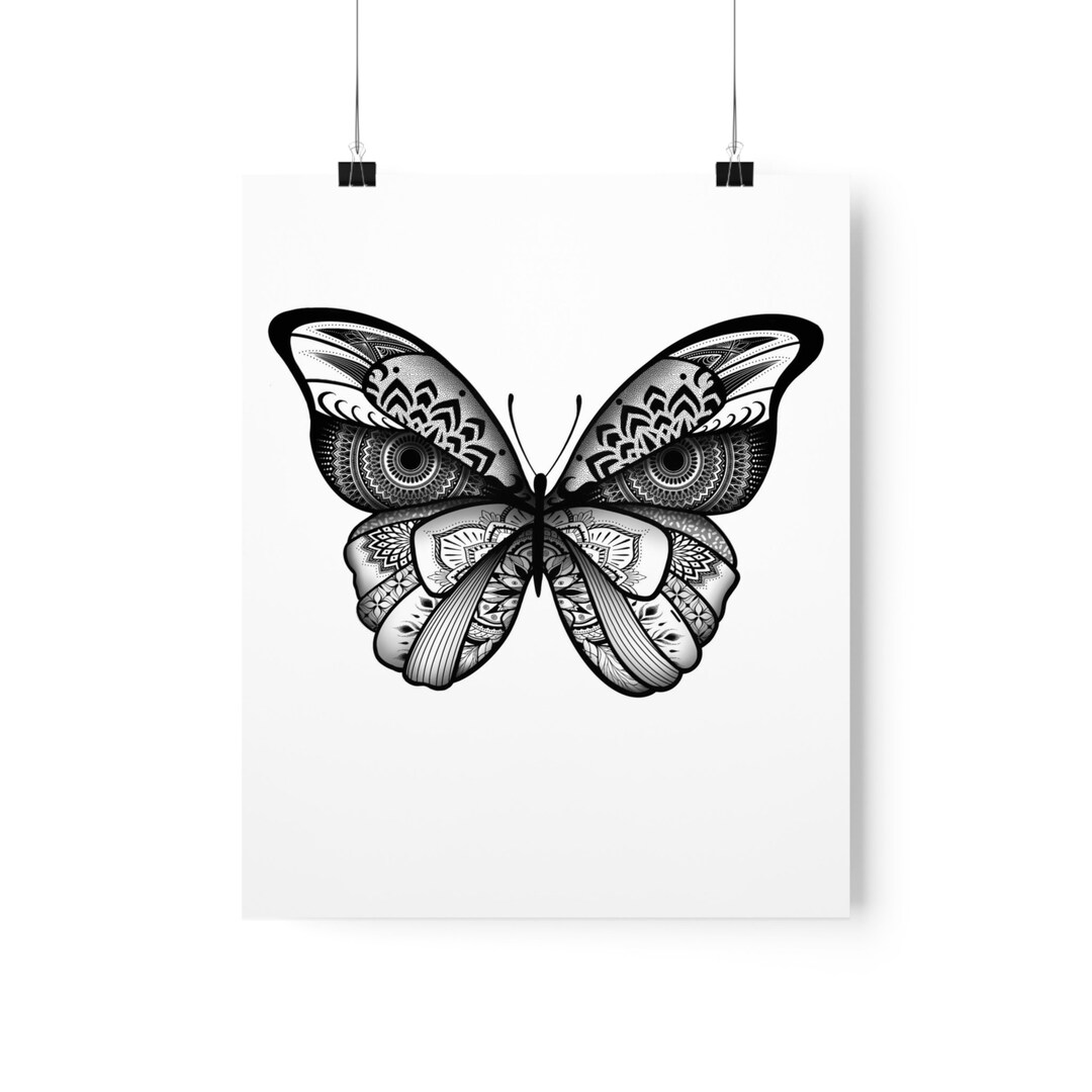 Butterfly Poster, Butterfly Wall Art, Black and White Butterfly Poster ...