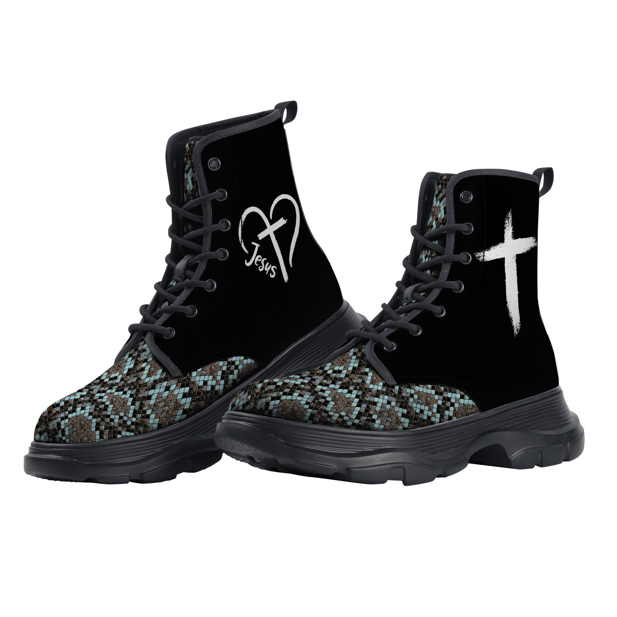 multi color snake boots