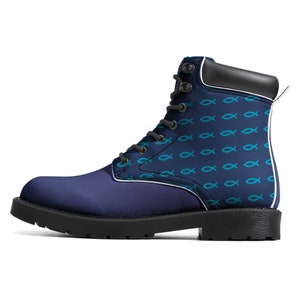 Fish Symbol Leather Boots-Unisex//Gift for Christian