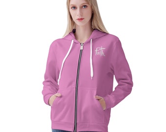 Faith Solid Color Women's Zip Hoodie//Christian Gift//3 Colors