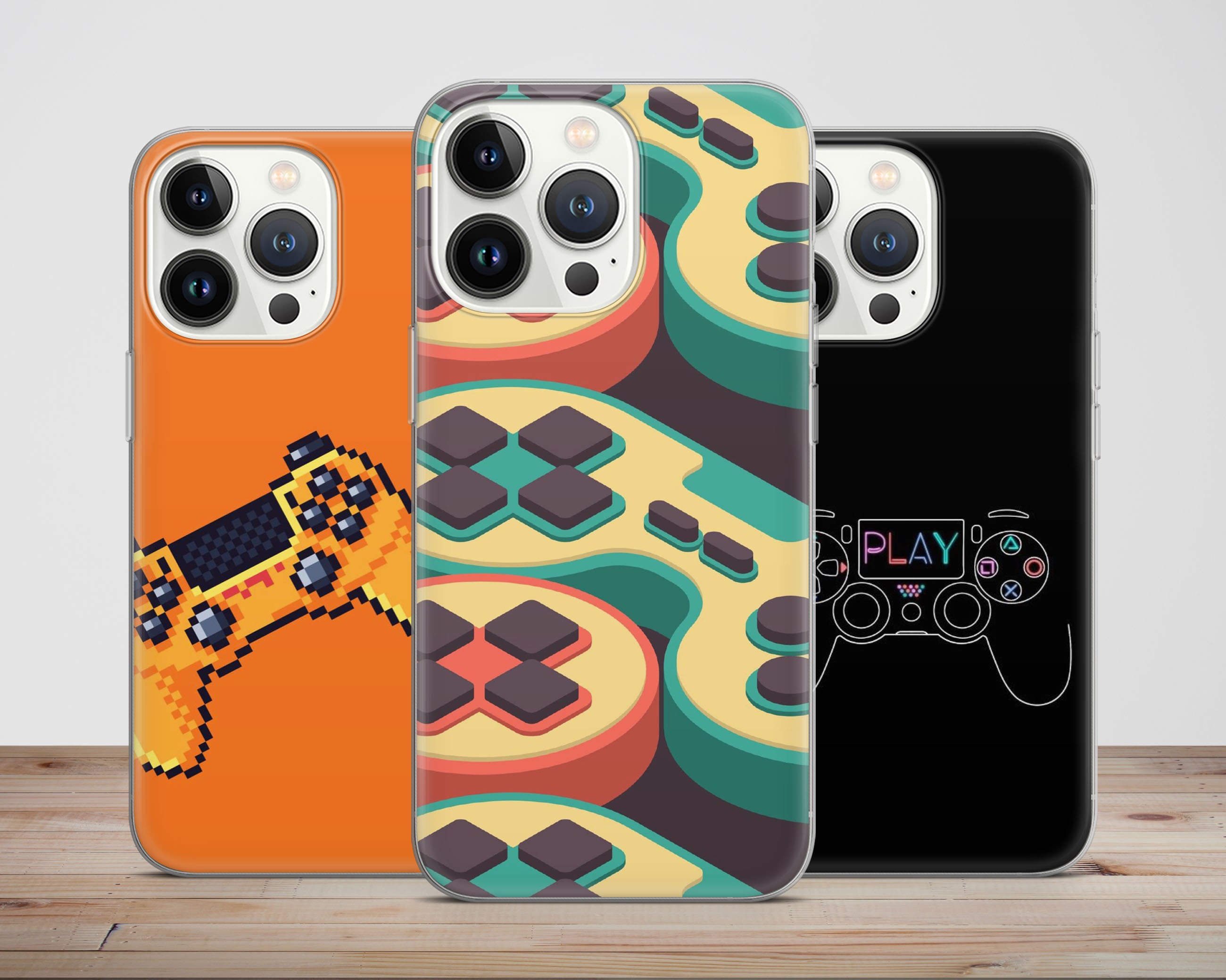 Gaming Joystick Art Colorful phone case for iPhone 14 13 Pro Max 12 11 X XS 8 7, fits Samsung S20 FE, S21 Ultra, A12, Huawei P30