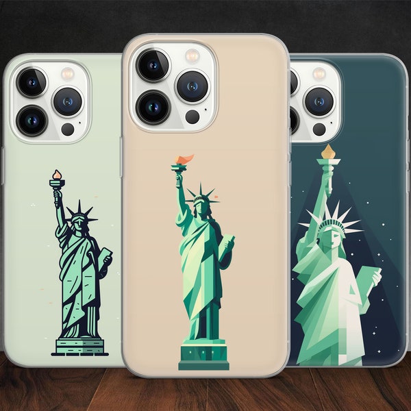 Coque de téléphone Statue de la Liberté New York Historical Art pour iPhone 14 13 Pro Max 12 11 X XS Xr 8 7, compatible avec Samsung S20 FE, S21 Ultra, Huawei P30