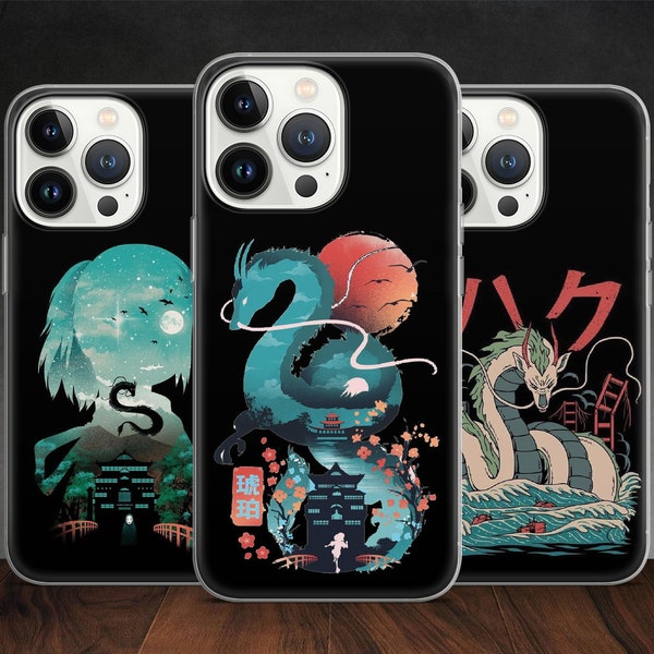 Spirited Anime Chihiro Sen No-Face Haku Yubaba Phone case for iPhone 15 14 13 Pro Max 12 11 X XS, fits Samsung S20 FE, S21 Ultra, A12, Pixel