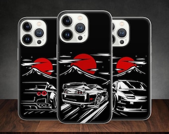 Japanese Spots Drift Cars JDM phone case for iPhone 14 13 Pro Max 12 11 X XS 8 7, fits Samsung S20 FE, S21 Ultra, A12, Huawei P30 Pro