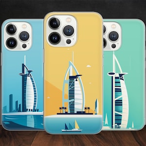 Dubai Burj Al Arab Emirates Cityscape Art phone case for iPhone 14 13 Pro Max 12 11 X XS Xr 8 7, fits Samsung S20 FE, S21 Ultra, Huawei P30