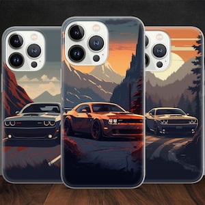 Challenger SRT Hellcat American Muscle Car Art phone case for iPhone 14 13 Pro Max 12 11 X XS Xr, fits Samsung S20 FE, S21 Ultra, Huawei P30