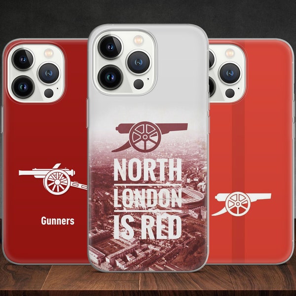 Coque de portable The Gunners Fan Football Soccer Premier League pour iPhone 14 13 Pro Max 12 11 X XS 8 7, compatible avec Samsung S20 FE, S21 Ultra, Huawei