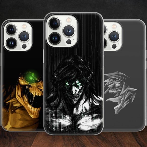 Titans Anime Eren Attack Titan Mikasa Armin Levi Phone case for iPhone 15 14 13 Pro Max 12 11 X XS, fits Samsung S20 FE, S21 Ultra, Pixel 7A