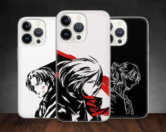Titans Anime Mikasa Levi Ackerman Eren Yeager Phone case for iPhone 15 14 13 Pro Max 12 11 X XS, fits Samsung S20 FE, S21 Ultra, Pixel 7A 8