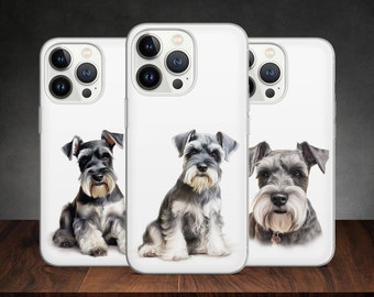 Miniature Schnauzer Dog Pet Cute Adorable Funny Art phone case for iPhone 14 13 Pro Max 12 11 X XS 8, fits Samsung S20 Fe, S21 Ultra, Huawei
