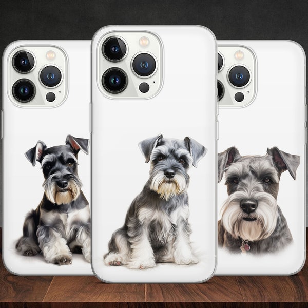 Miniature Schnauzer Dog Pet Cute Adorable Funny Art phone case for iPhone 14 13 Pro Max 12 11 X XS 8, fits Samsung S20 Fe, S21 Ultra, Huawei