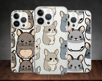 Chinchilla Cartoon Funny Pattern phone case for iPhone 14 13 Pro Max 12 11 X XS 8 7, fits Samsung S20 FE, S21 Ultra, A12, Huawei P30 Pro