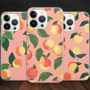 Peach Tree Fruit Pattern phone case for iPhone 14 13 Pro Max 12 11 X XS 8 7, fits Samsung S20 FE, S21 Ultra, A12, A54 Huawei, Pixel XL 7A 6