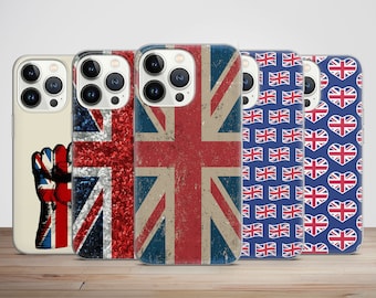 Union Jack UK GB flag phone case for iPhone 14 13 Pro Max 12 11 X XS 8 7, fits Samsung S20 Fe, S21 Ultra, A12, Huawei P30 Pro