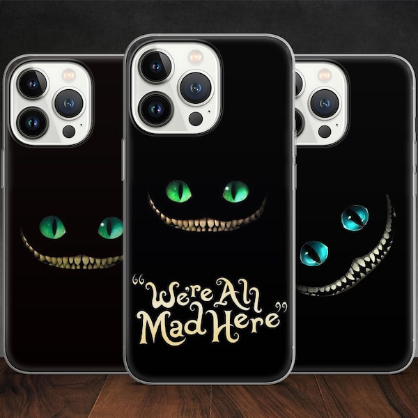 Cheshire Cat Art Mad Alice Rabbit Wonderland Phone case for iPhone 14 13 Pro Max 12 11 X XS 8 7, fits Samsung S20 FE, S21 Ultra, A12, Huawei