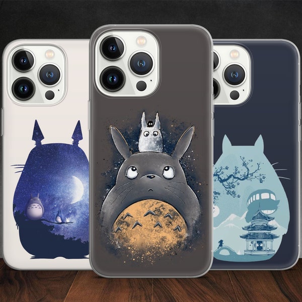 Totoro Anime Neighbour Spirits Hayao Lo-Fi Design Coque pour iPhone 15 14 13 Pro Max 12 11 X XS, compatible avec Samsung S20 FE, S21 Ultra, Pixel 7A