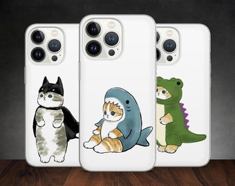 Chat miaou, mascotte mignonne de chaton, dessin animé drôle, chatte d'art, coque pour iPhone 14 13 Pro Max 12 11 X XS 8, compatible avec Samsung S20, S21 Ultra Fe, Huawei