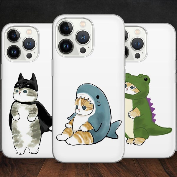 Chat miaou, mascotte mignonne de chaton, dessin animé drôle, chatte d'art, coque pour iPhone 14 13 Pro Max 12 11 X XS 8, compatible avec Samsung S20, S21 Ultra Fe, Huawei