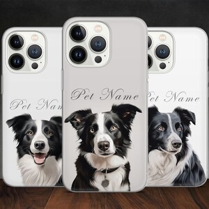 Personligt border collie-skal till iPhone 15 14 13 Pro Max 12 11 X XS 8, passar Samsung S20 FE, S22 Ultra, A12, A54, Pixel 7A 8, Huawei